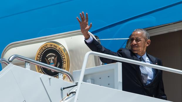 Barack Obama, en el «Air Force One»