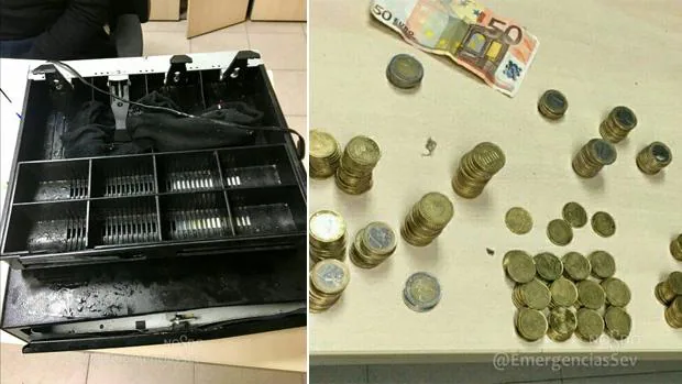 La caja registradora y el dinero recuperados de un bar de la calle Argote de Molina