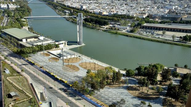 El parque fluvial durante las obras