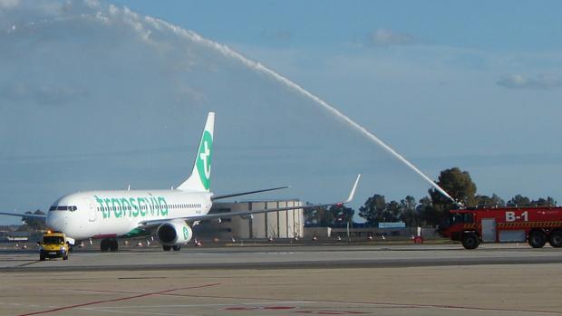 Avión de Transavia, que ya opera en Sevilla el enlace con Ámsterdam