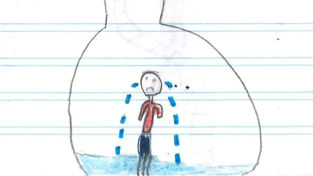 Detalle de un dibujo realizado por un niño con dislexia de diez años
