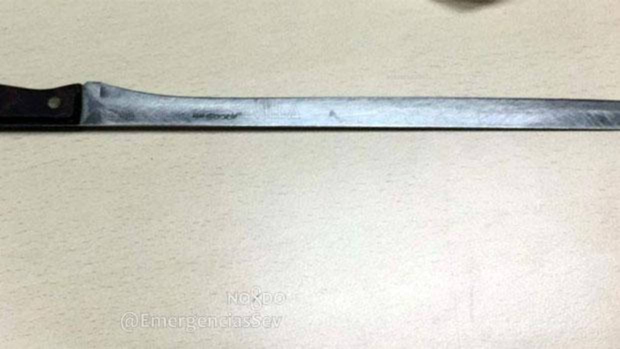 El cuchillo con una hoja de 35 centímetros con que el toxicómano amenazaba a sus familares