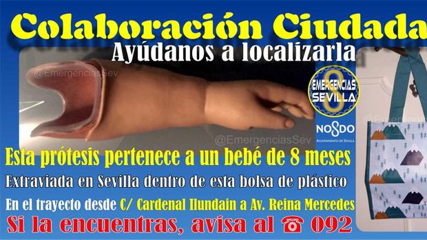 Pierde la prótesis del brazo de su bebé por la calle