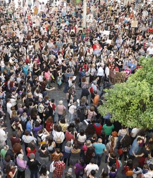 Un momento de la manifestación en Sevilla