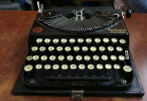 Detalle de una de las máquinas de escribir de la tienda