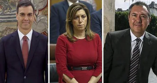 Pedro Sánchez, Susana Díaz y Juan Espadas