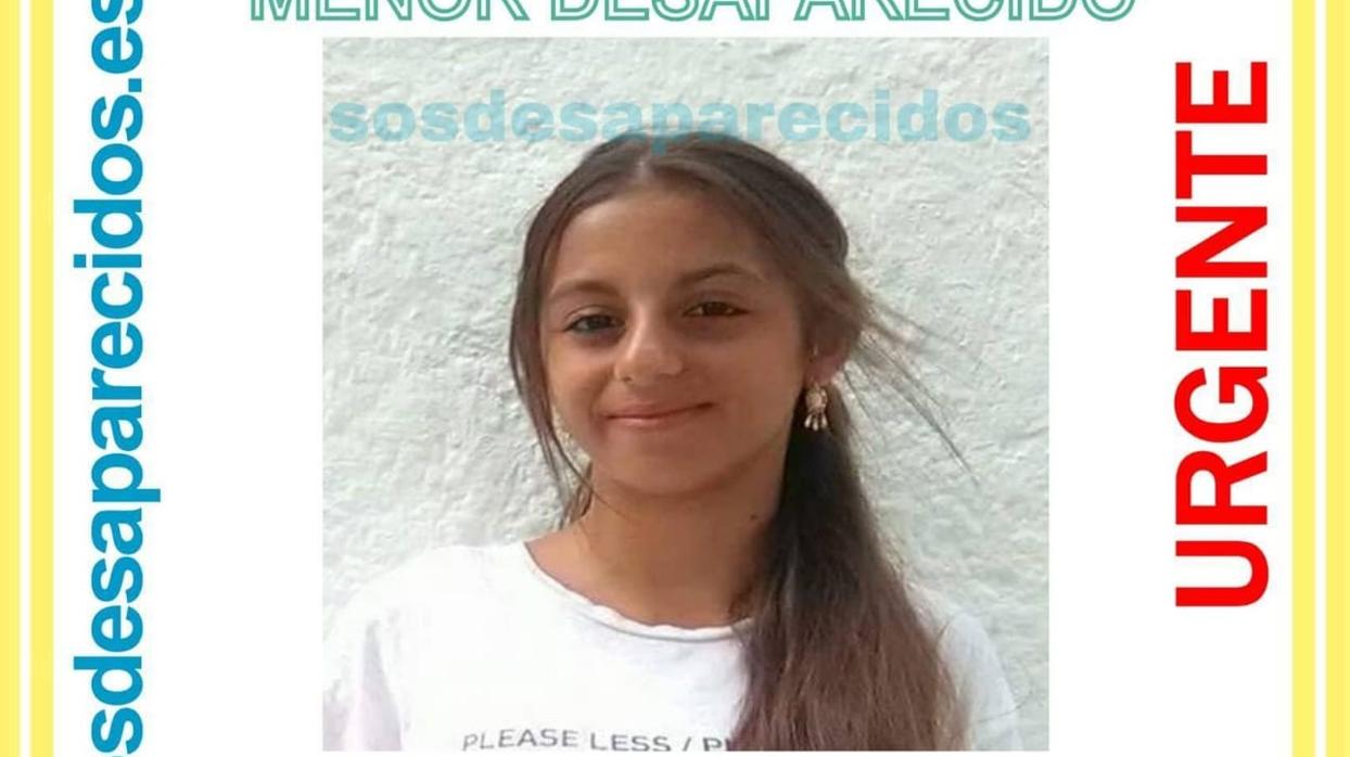 Imagen de la menor difundida por SOS Desaparecidos