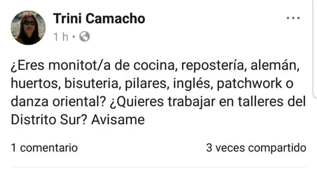 Una directora del PSOE ofrece trabajo en el Ayuntamiento de Sevilla por Facebook