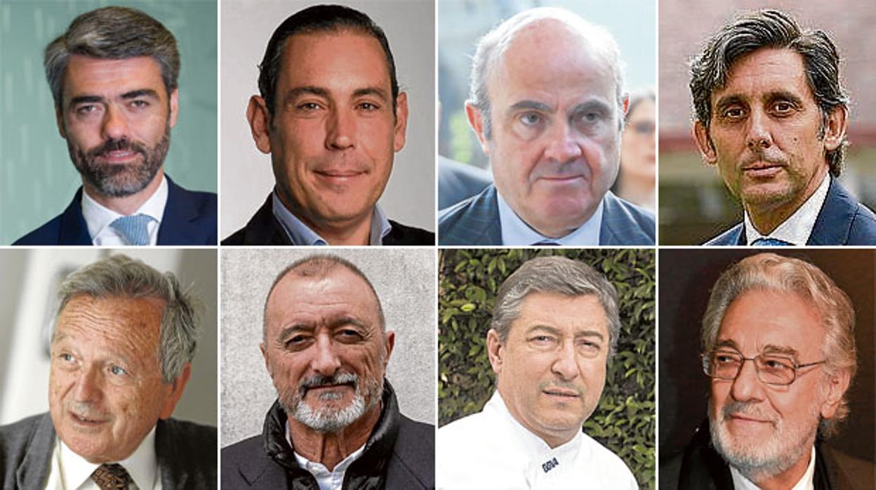 Luis Enríquez, Manuel Mirat, Luis de Guindos, José María Álvarez Pallete, Rafael Moneo, Arturo Pérez-Reverte, Joan Roca y Plácido Domingo