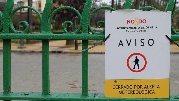 Sevilla no abrirá los parques por la tormenta «Laura»