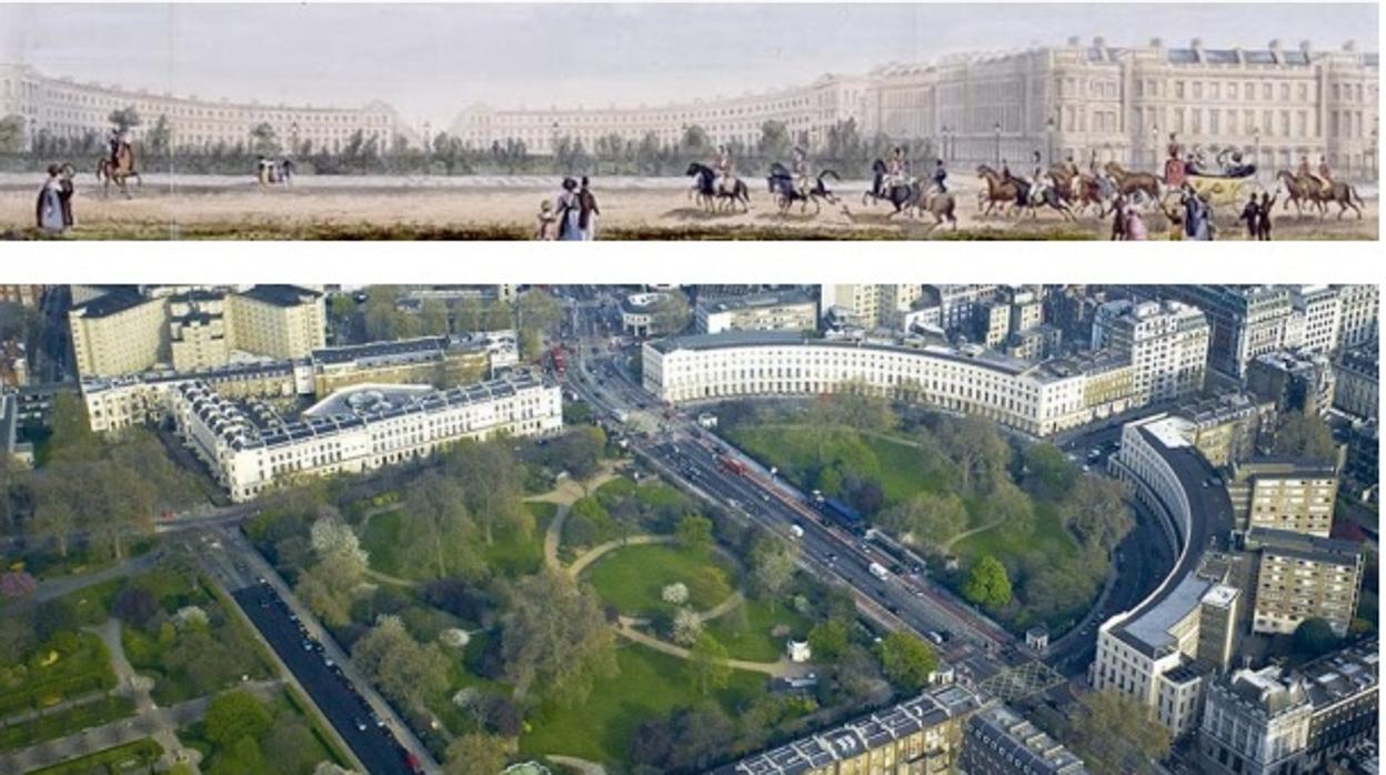 Edificio antiguo del centro de Londres y actual reconstrucción, en la que participa el estudio sevillano MV-BIM