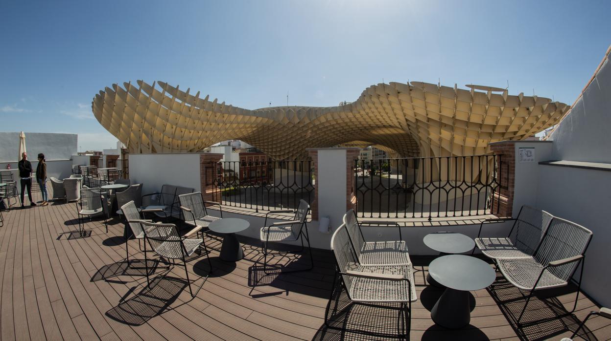 Terraza de uno de los hoteles del Casco Histórico