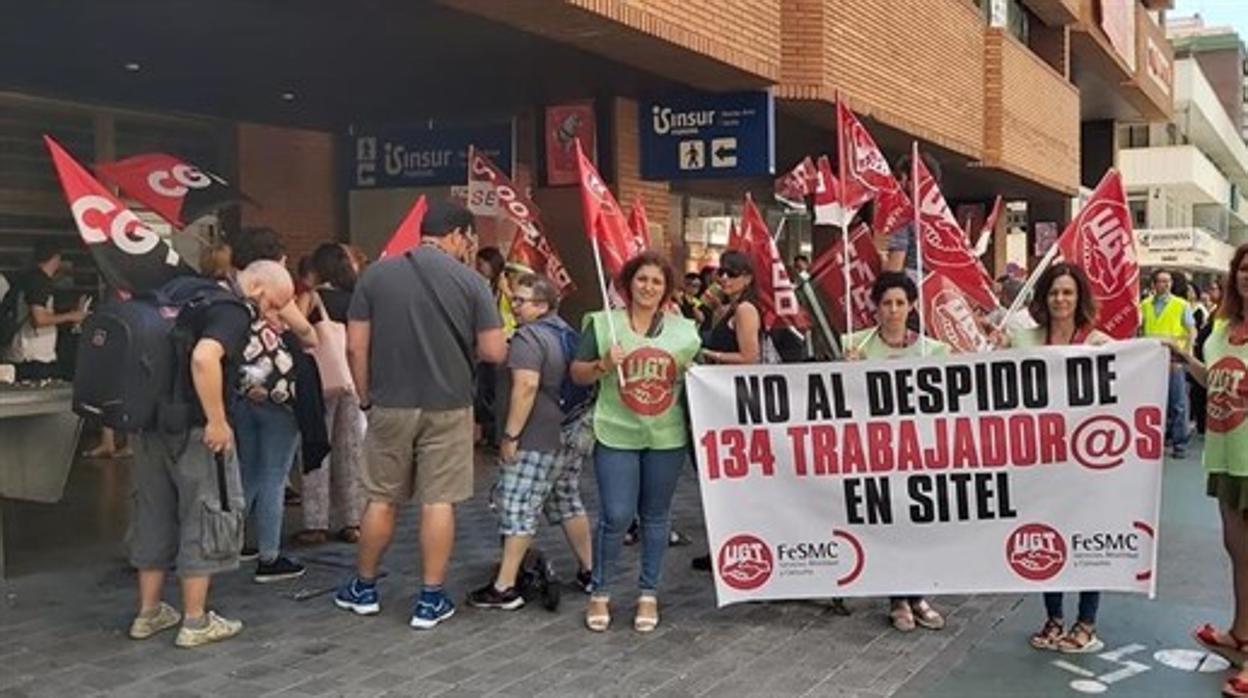 Protestas de los trabajadores de Sitel por el ERE