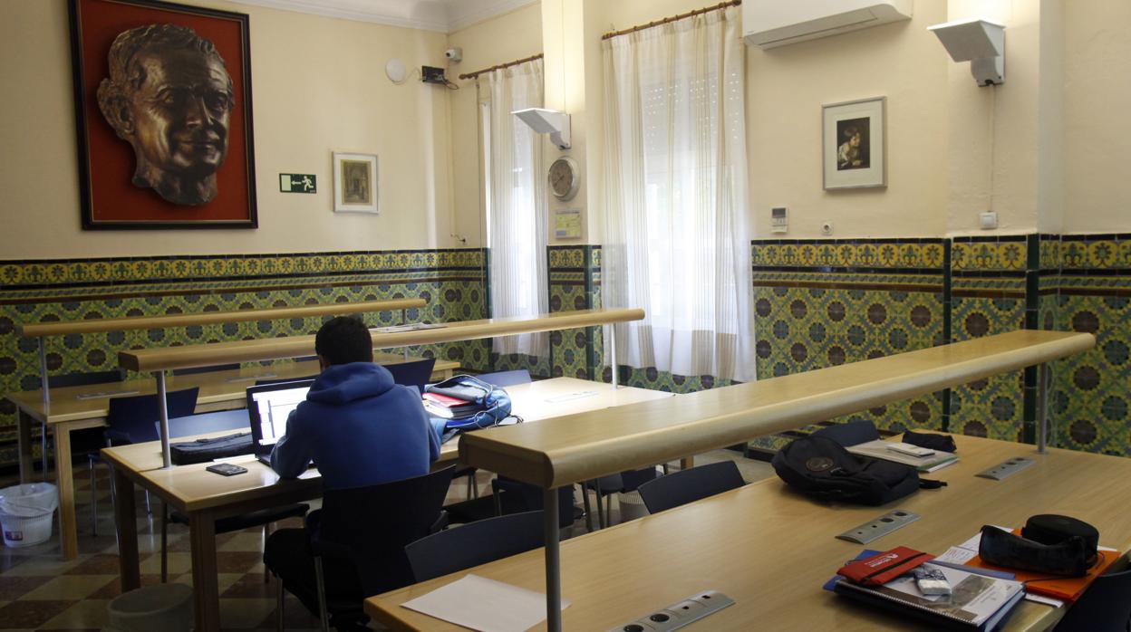 Un alumno en la biblioteca del Colegio Mayor San Juan Bosco