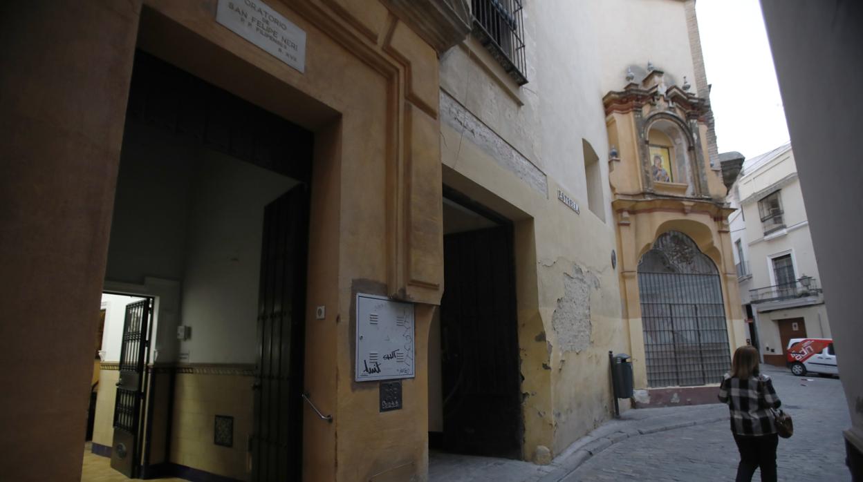 Fachada del Oratorio de San Felipe Neri, en el número 2 de la calle Estrella