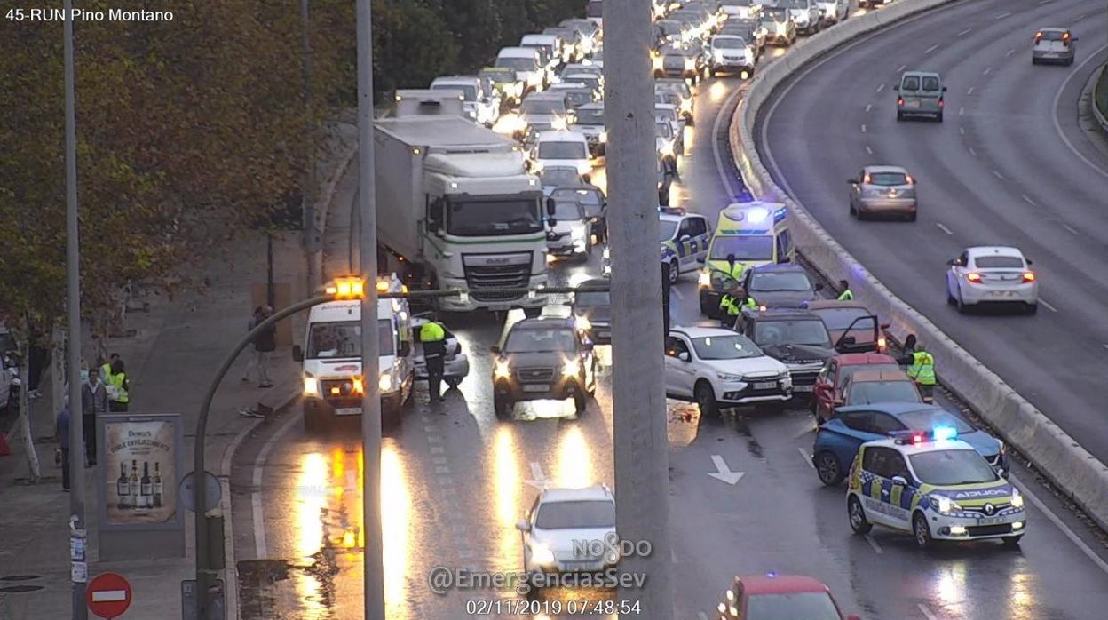 Momento del accidente en la Ronda Norte