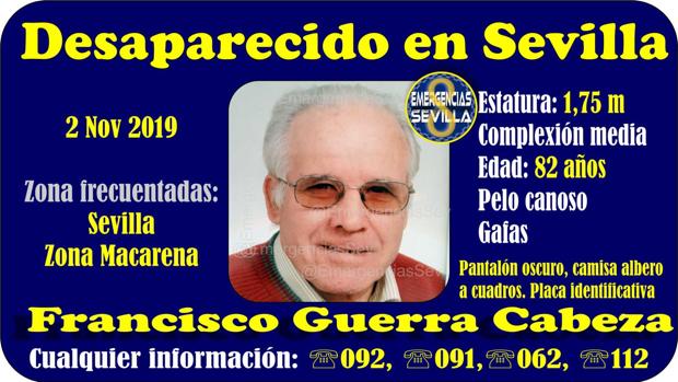 Buscan a un anciano de 82 años con alzheimer desaparecido en Sevilla capital