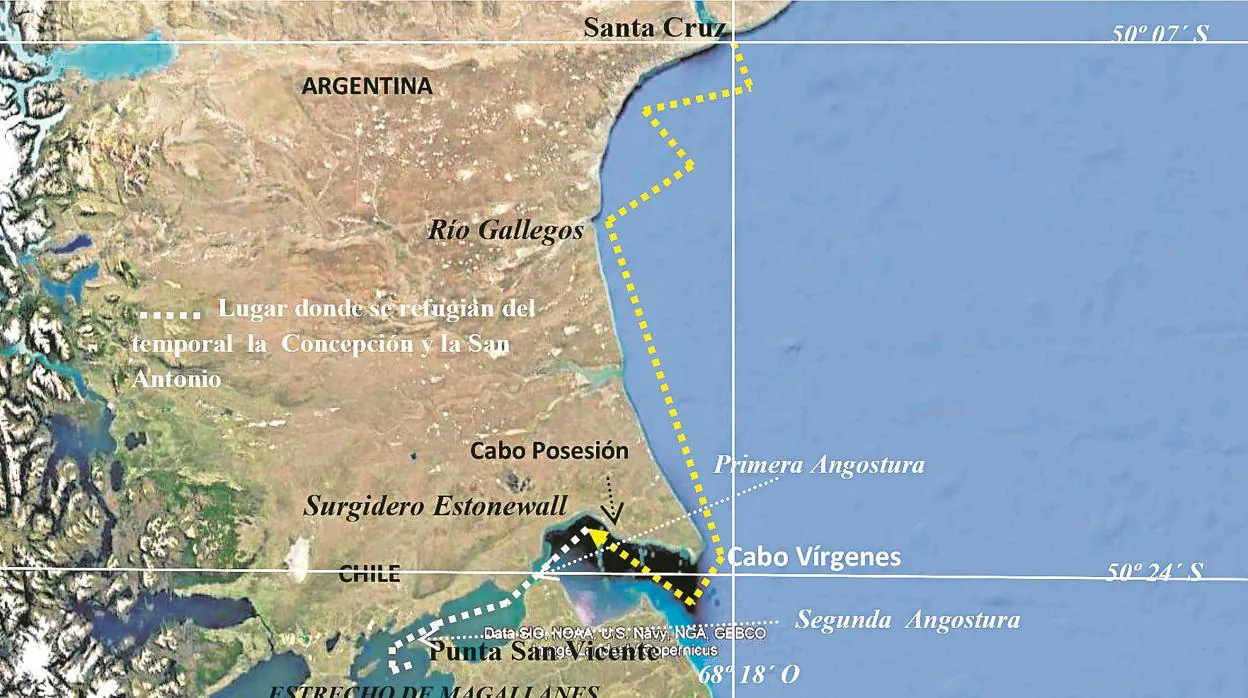El plano del Estrecho que descubrió Magallanes en octubre de 1520