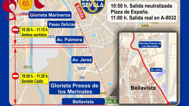 Desvíos de tráfico en Sevilla este jueves con motivo de la segunda etapa de la Vuelta ciclista a Andalucía