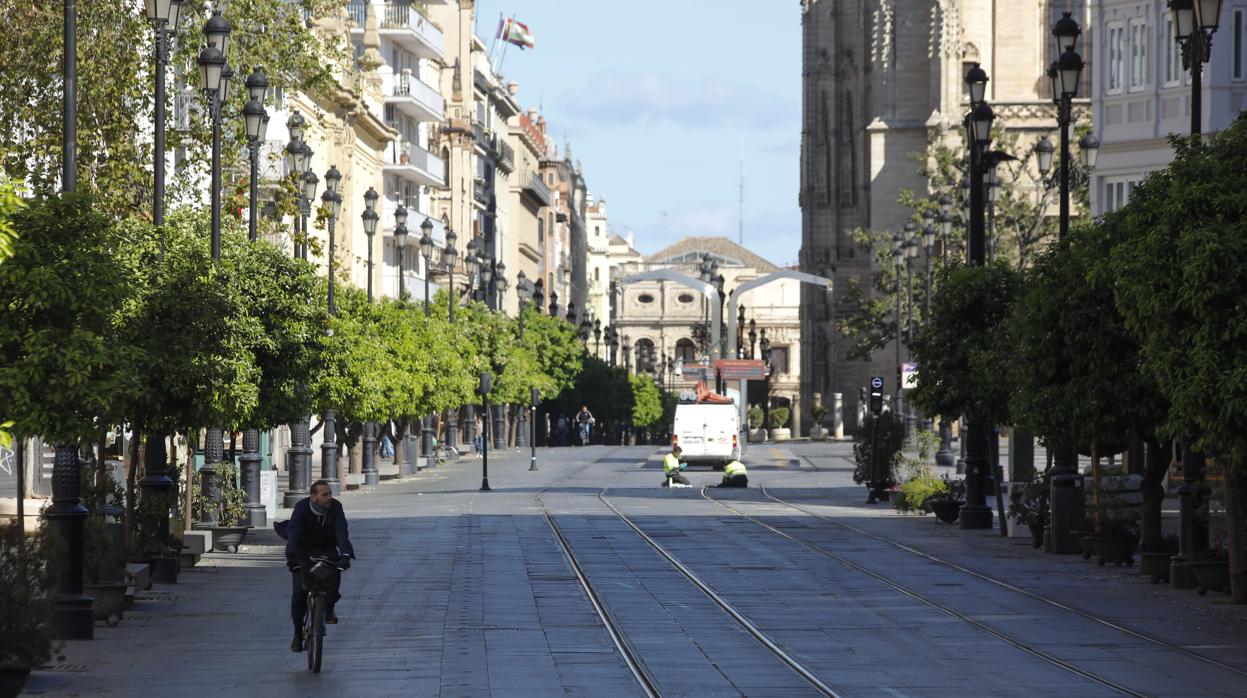 Avenida de la Constitución durante el estado de alarma