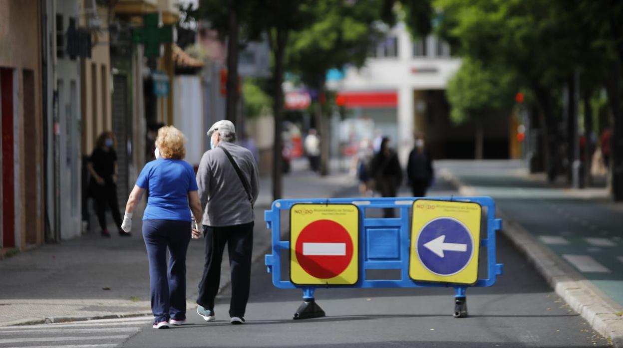 Una calle de Sevilla cortada al tráfico rodado para disfrute de los peatones este sábado