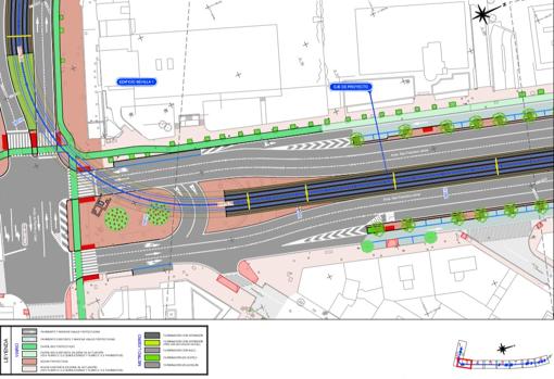 Plano del proyecto correspondiente a la primera curva, en túnel