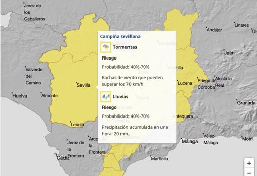 Riesgo de lluvias y tormentas en Sevilla