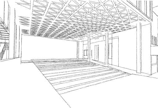 Boceto del teatro interior