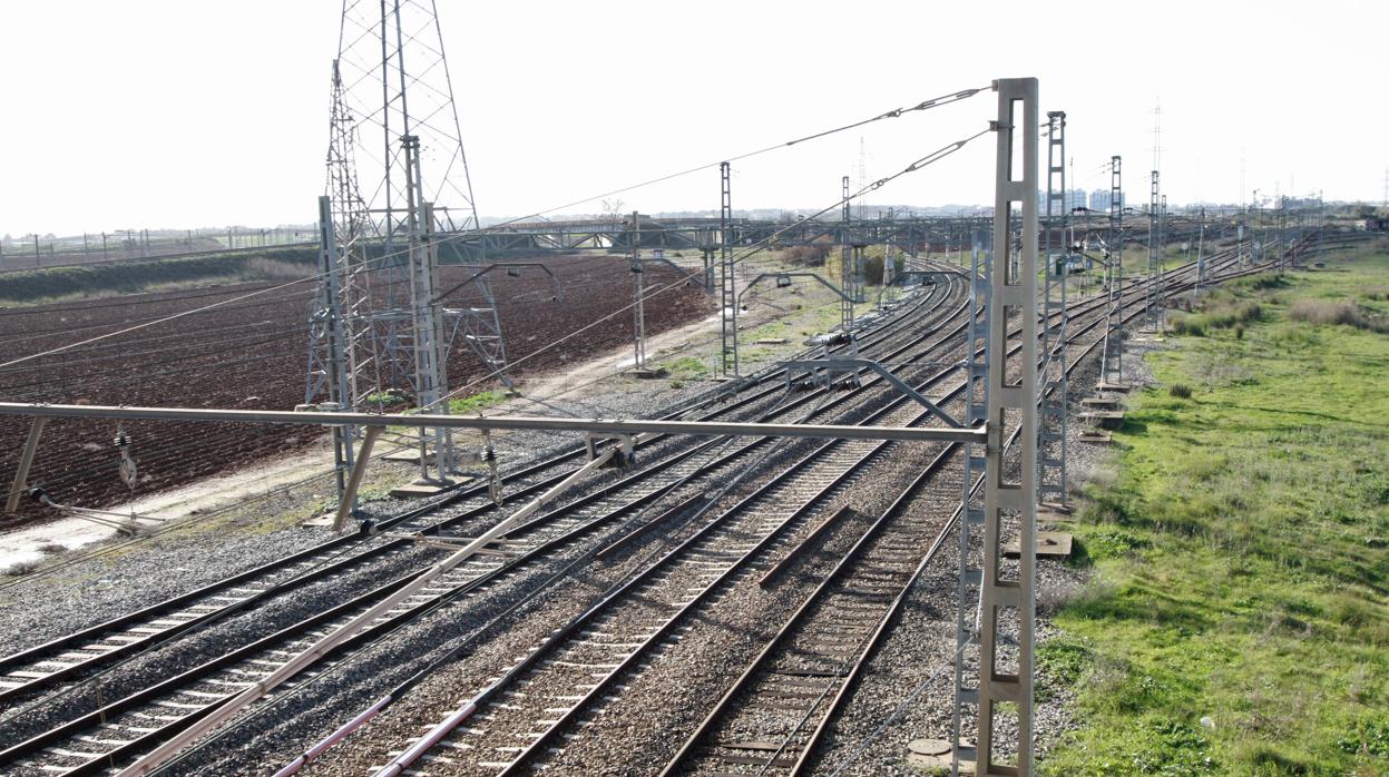 Zona del tren de cercanías junto al área logística de Majarabique