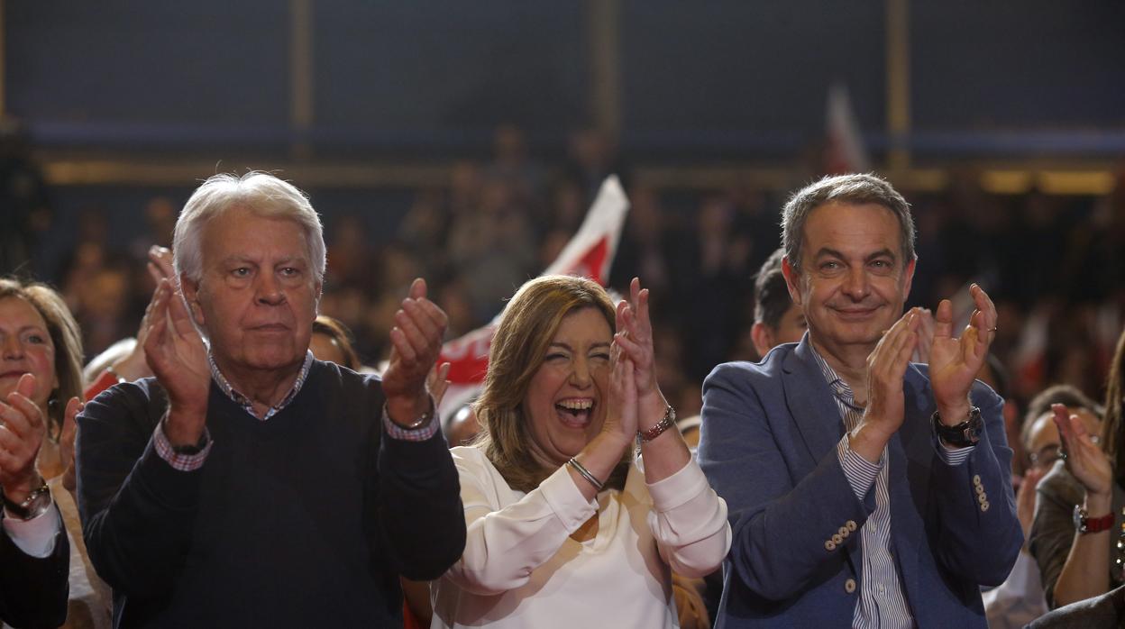 Susana Díaz y Felipe González en un mitin electoral del PSOE