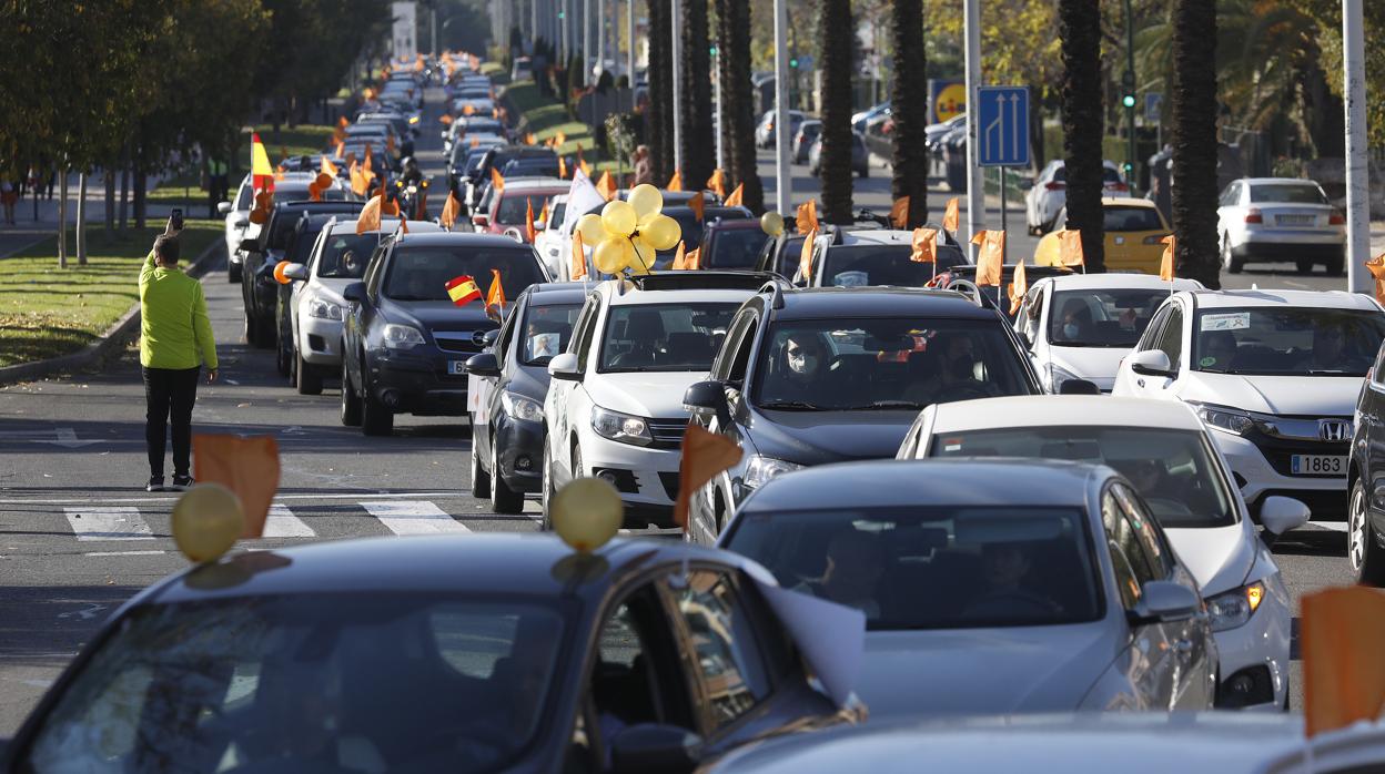 Una imagen de las últimas concentraciones de coches contra la Ley Celaá