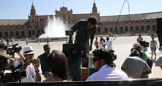 Rodaje en la Plaza de España