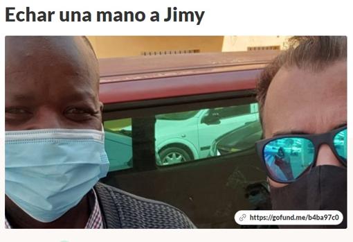 Imagen de la plataforma en la cual se inició la recaudación en favor de Jimy