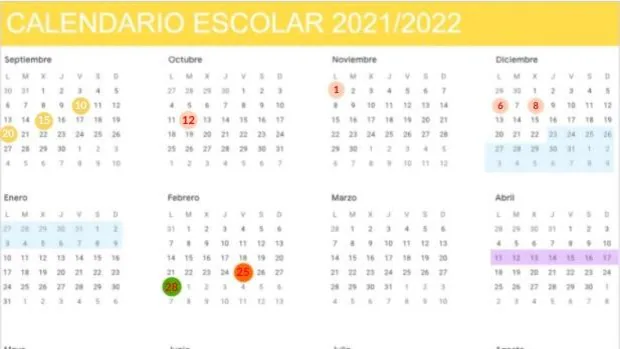 El calendario escolar en Sevilla para el año 2021/2022: así caen los días festivos y puentes
