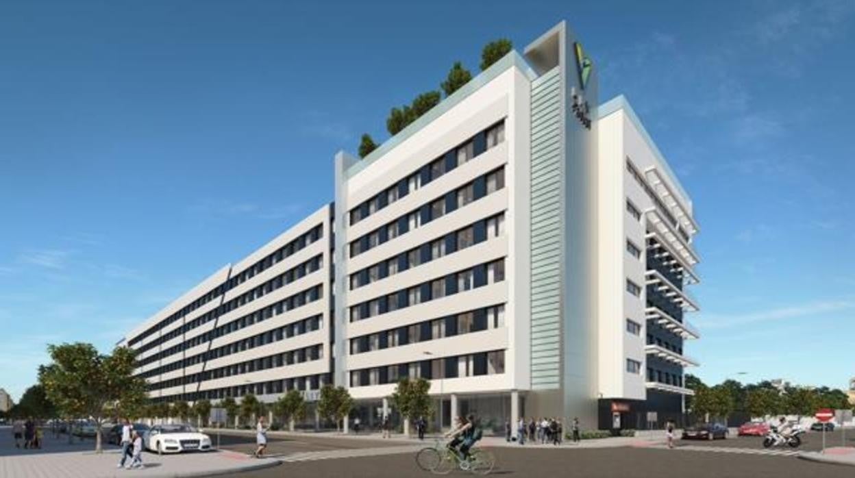 Imagen virtual de la nueva residencia de estudiantes en Portaceli, que tendrá 662 habitaciones y será la mayor de Andalucía