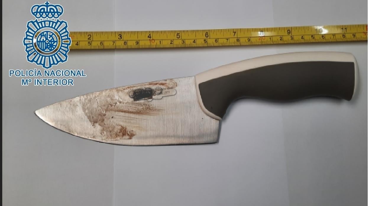 Cuchillo de cocina con el que el detenido, que ya está en prisión, apuñaló a su hermano en pleno centro de Sevilla