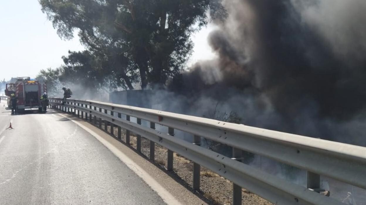 Incendio de pastos declarado este viernes en Sevilla