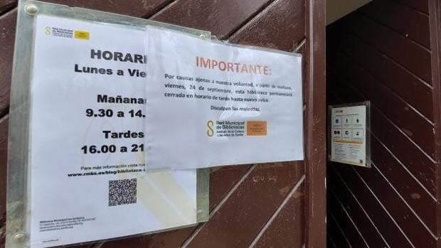 Cuatro bibliotecas municipales cierran desde este viernes por las tardes por impago a los vigilantes