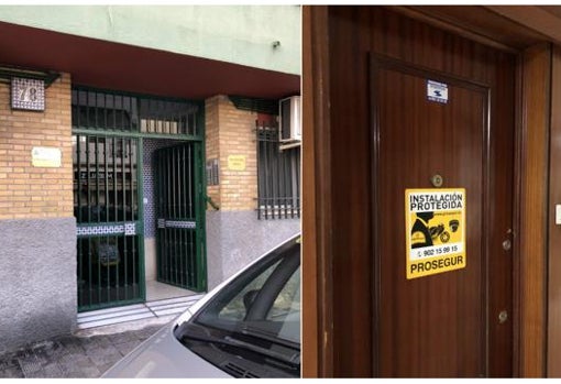 Portal número 78 y puerta del piso donde ocurrió el crimen