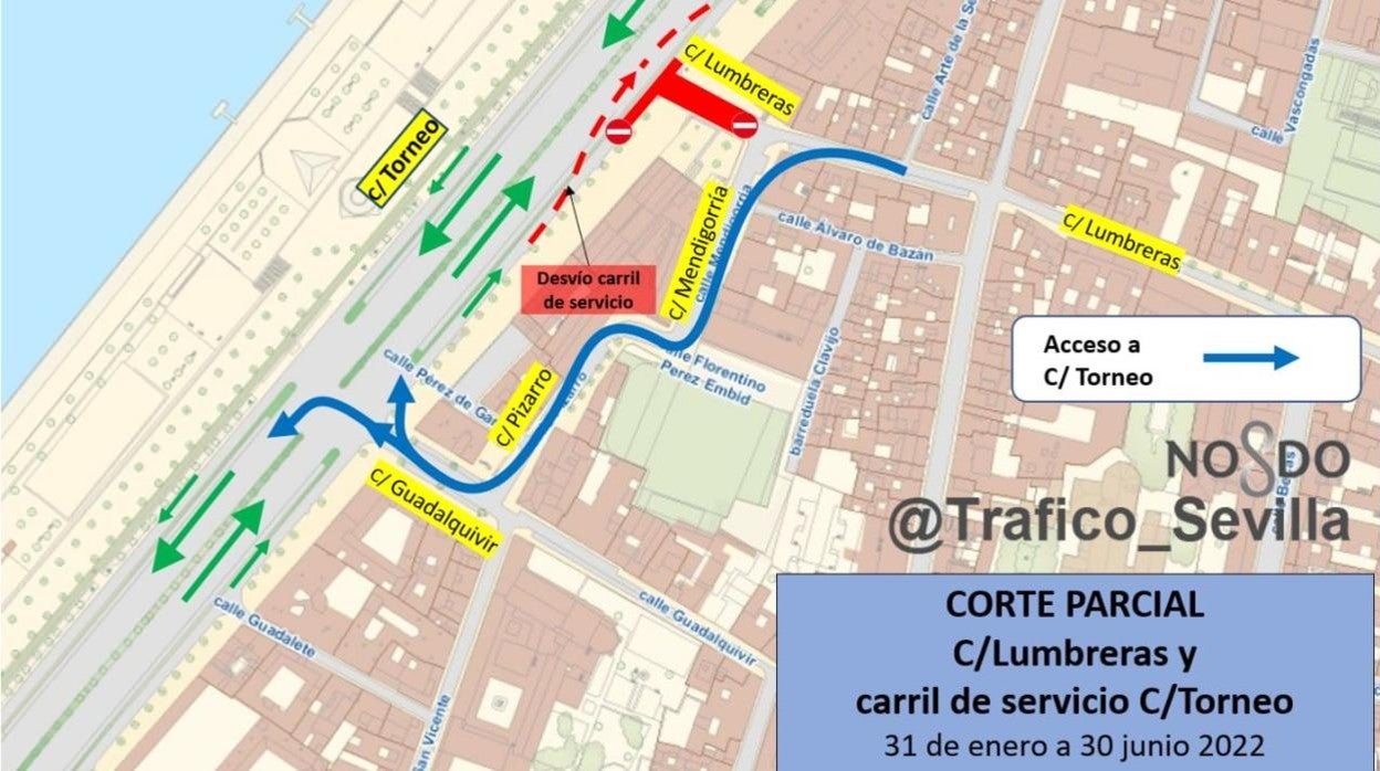 Tramo de Lumbreras que quedará cerrado al tráfico desde este lunes