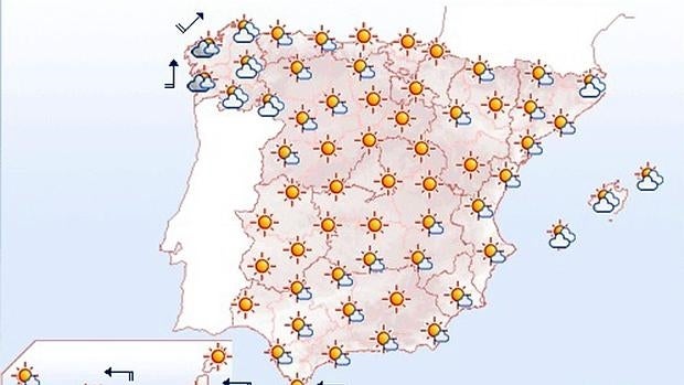 Predicción de la Aemet para este martes, 1 de diciembre. La pervisión se mantendrá así de despejada prácticamente todo el puente de la Constitución y la Inmaculada