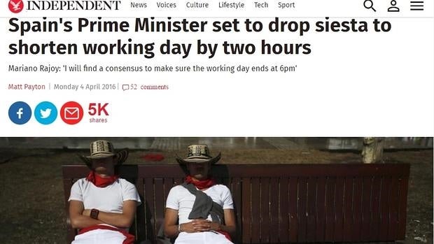La prensa inglesa y sus titulares sobre los horarios laborales en España: «Rajoy quiere quitar las siestas de tres horas»