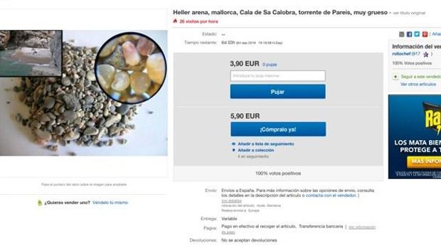 El anuncio de la venta de guijarros de la cala de Sa Calobra