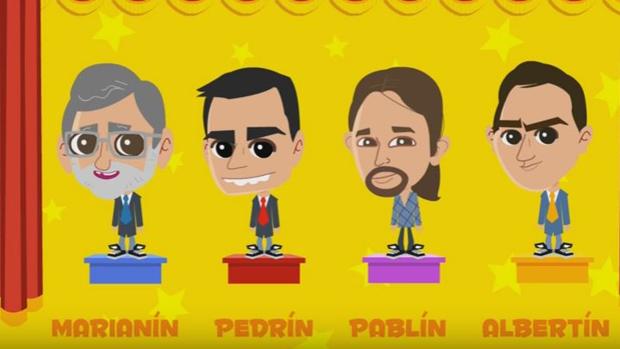 Los personajes del cuento infantil: Marianín, Pedrín, Pablín y Albertín