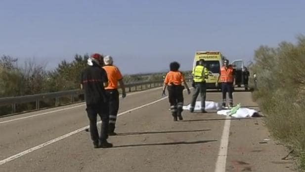 Un atropello reciente de varios ciclistas en una carretera de Zaragoza