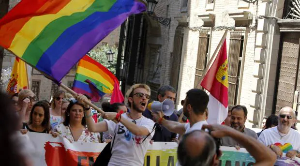 Manifestación organizada por el colectivo de lesbianas, gays, transexuales y bisexuales de Toledo (LGTB)