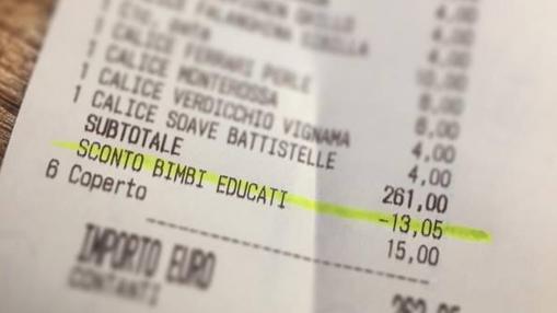 Descuento en un restaurante italiano por buen comportamiento de los niños