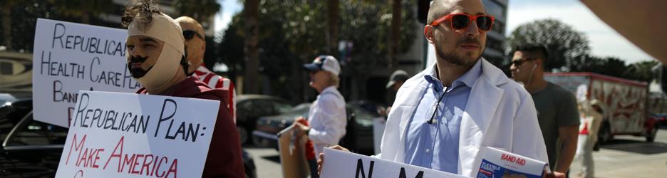 Protesta en Los Ángeles contra el plan republicano para derogar y sustituir el Obamacare