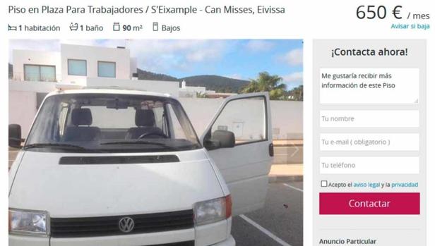 Se alquila furgoneta, como vivienda, en Ibiza por 650 euros al mes