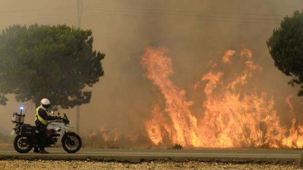 El fuego rodea Doñana